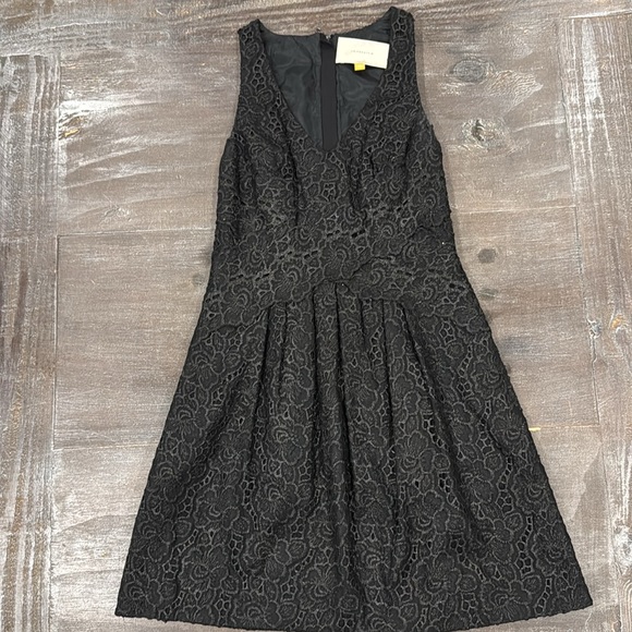 Anthropologie Women’s Dress Leifsdottir Ligonberry Size 2 Lace Overlay V Neck - Picture 8 of 13